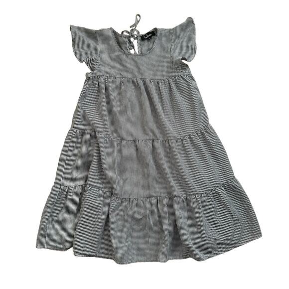 Lulus Picnic Perfect Black White Gingham Tiered Babydoll Dress Size Small - Picture 4 of 7